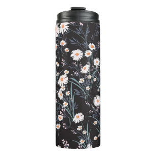 Seamless spring floral pattern with daisies thermal tumbler
