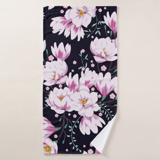 Seamless spring pattern with magnolias. bath towel (Bath Towel)