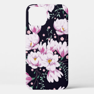 Seamless spring pattern with magnolias. iPhone 12 case