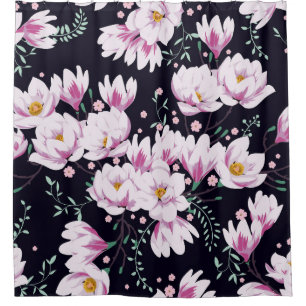 Seamless spring pattern with magnolias. shower curtain