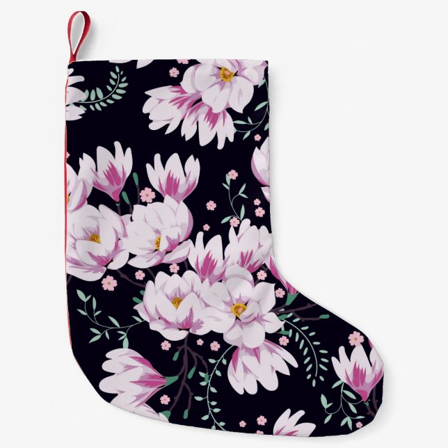 Seamless spring pattern with magnolias. small christmas stocking (Front)