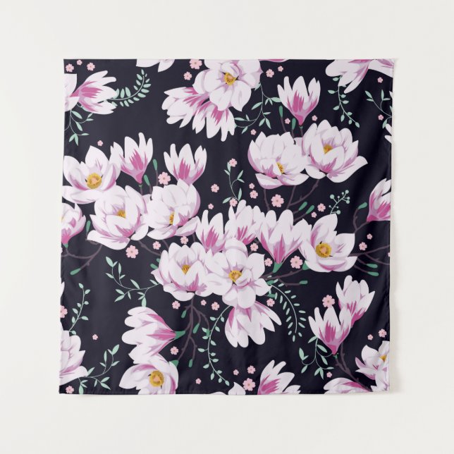 Seamless spring pattern with magnolias. tapestry (Front)