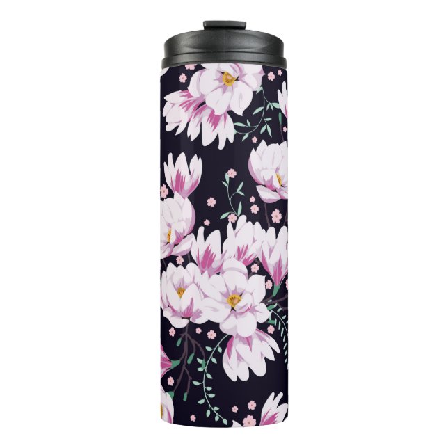 Seamless spring pattern with magnolias. thermal tumbler (Front)