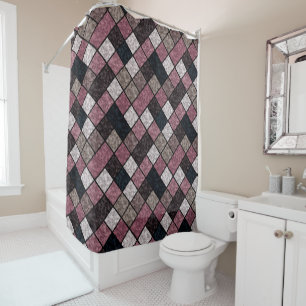 Seamless square patchwork granite marble pattren p shower curtain