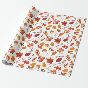Seamless Squirrels and Chestnuts Wrapping Paper