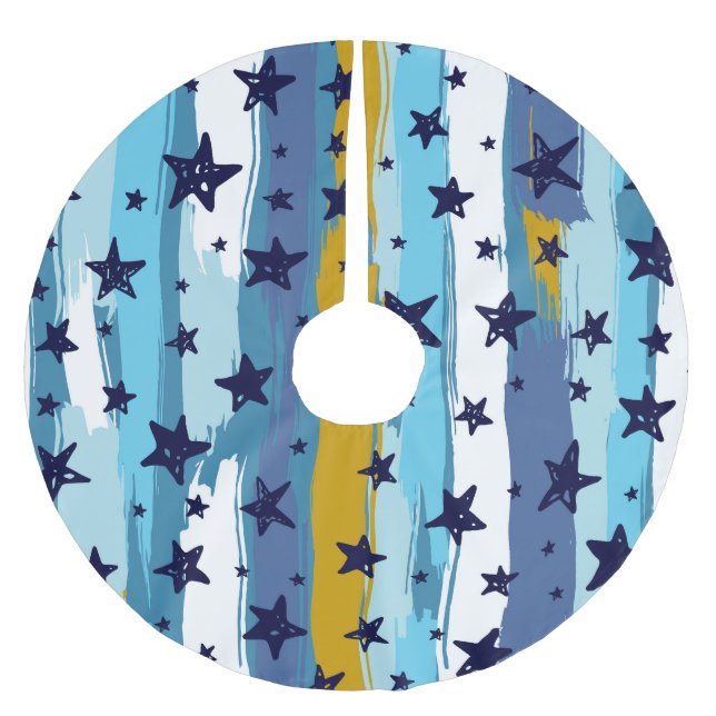 Seamless Star Pattern: Versatile Background Brushed Polyester Tree Skirt (Front)