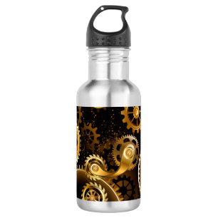 Seamless Steampunk Brass Gears 532 Ml Water Bottle
