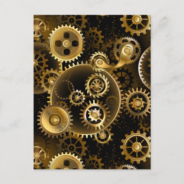 Seamless Steampunk Brass Gears Advice Card (Front)