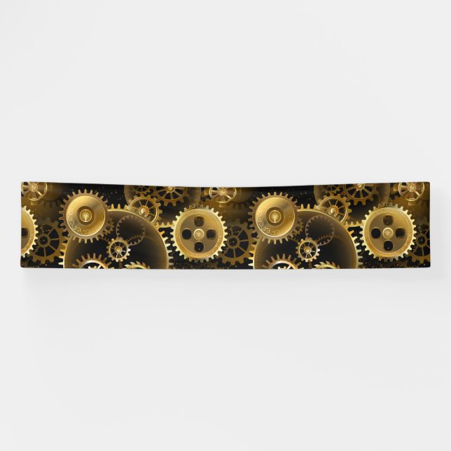 Seamless Steampunk Brass Gears Banner (Horizontal)