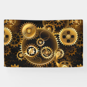 Seamless Steampunk Brass Gears Banner