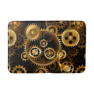 Seamless Steampunk Brass Gears Bath Mat