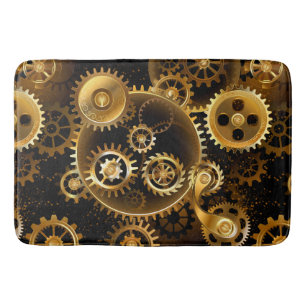 Seamless Steampunk Brass Gears Bath Mat