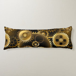 Seamless Steampunk Brass Gears Body Cushion