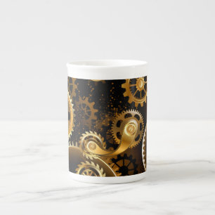 Seamless Steampunk Brass Gears Bone China Mug