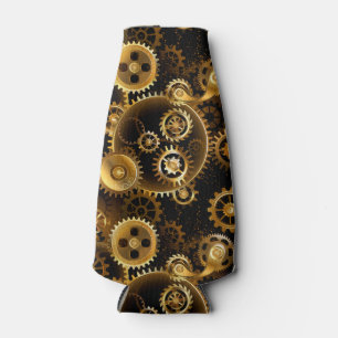 Seamless Steampunk Brass Gears Bottle Cooler