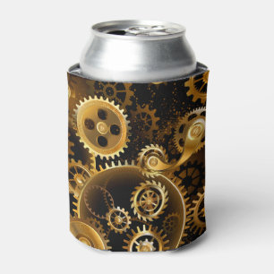 Seamless Steampunk Brass Gears Can Cooler