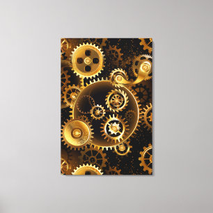 Seamless Steampunk Brass Gears Canvas Print