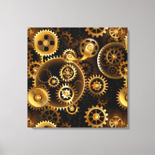 Seamless Steampunk Brass Gears Canvas Print
