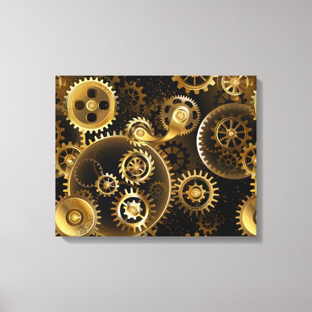 Seamless Steampunk Brass Gears Canvas Print (Front)