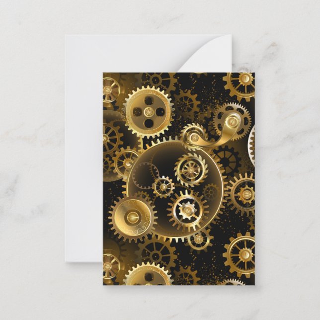 Seamless Steampunk Brass Gears Card (Front)