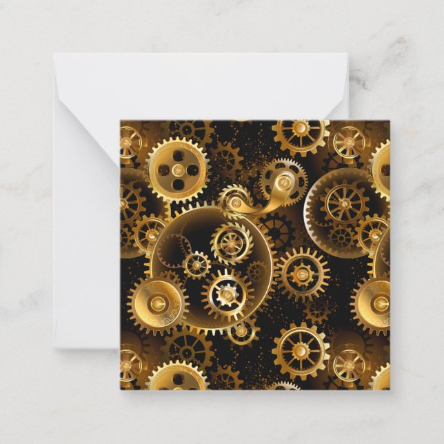 Seamless Steampunk Brass Gears Card (Front)