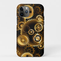 Seamless Steampunk Brass Gears