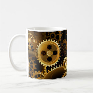Seamless Steampunk Brass Gears Coffee Mug