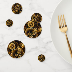 Seamless Steampunk Brass Gears Confetti