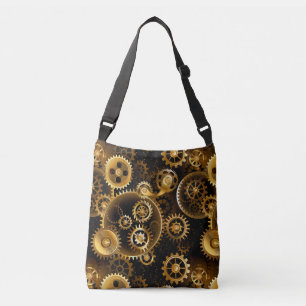 Seamless Steampunk Brass Gears Crossbody Bag