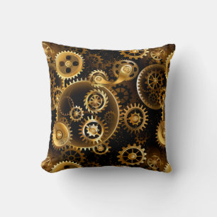 Seamless Steampunk Brass Gears Cushion