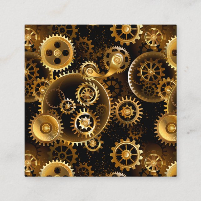 Seamless Steampunk Brass Gears Discount Card (Front)