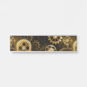 Seamless Steampunk Brass Gears Door Sign