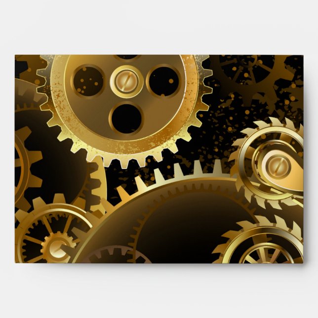 Seamless Steampunk Brass Gears Envelope (Front)