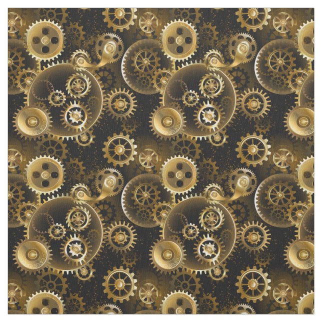 Seamless Steampunk Brass Gears Fabric (Swatch)