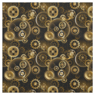 Seamless Steampunk Brass Gears Fabric