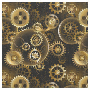 Seamless Steampunk Brass Gears Fabric