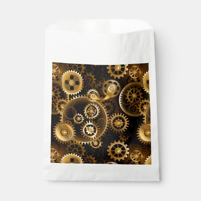 Seamless Steampunk Brass Gears Favour Bags (Front)