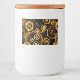 Seamless Steampunk Brass Gears Food Label