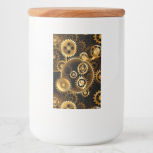 Seamless Steampunk Brass Gears Food Label