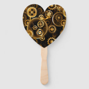 Seamless Steampunk Brass Gears Hand Fan