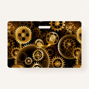 Seamless Steampunk Brass Gears ID Badge