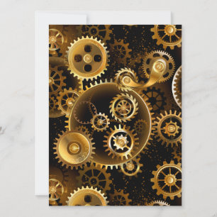 Seamless Steampunk Brass Gears Invitation