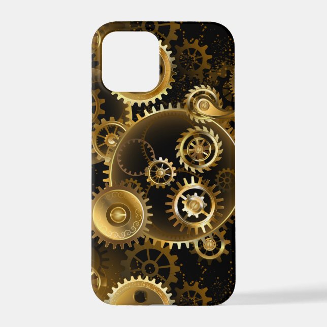 Seamless Steampunk Brass Gears iPhone Case (Back)