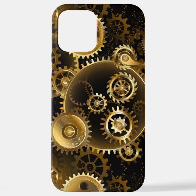Seamless Steampunk Brass Gears iPhone Case (Back)