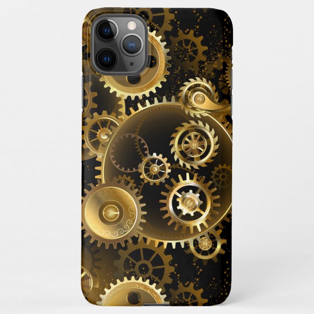 Seamless Steampunk Brass Gears iPhone Case (Back)