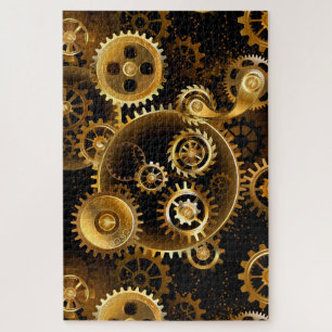 Seamless Steampunk Brass Gears Jigsaw Puzzle