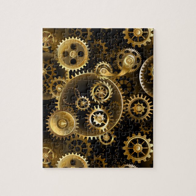 Seamless Steampunk Brass Gears Jigsaw Puzzle (Vertical)