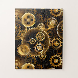 Seamless Steampunk Brass Gears Jigsaw Puzzle