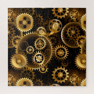 Seamless Steampunk Brass Gears Jigsaw Puzzle