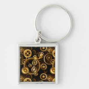 Seamless Steampunk Brass Gears Key Ring